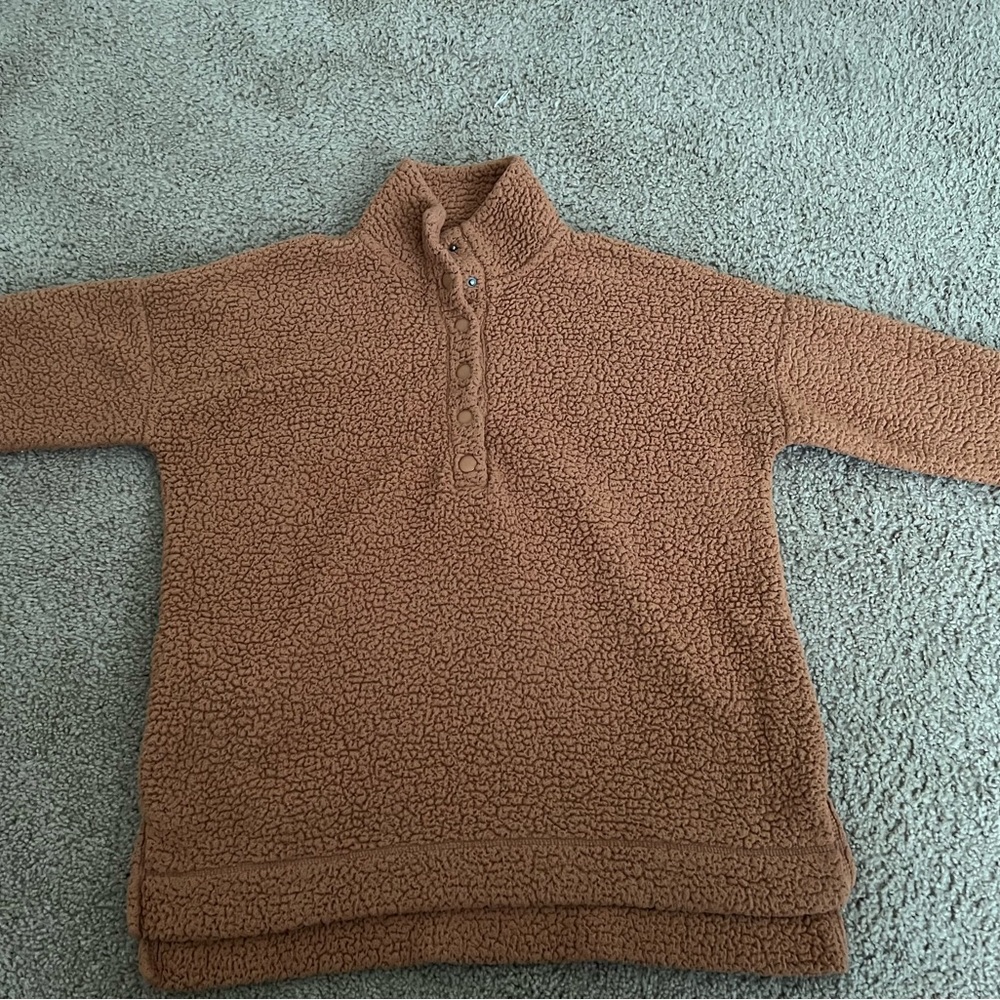 AE Aerie Sherpa half snap button sweatshirt